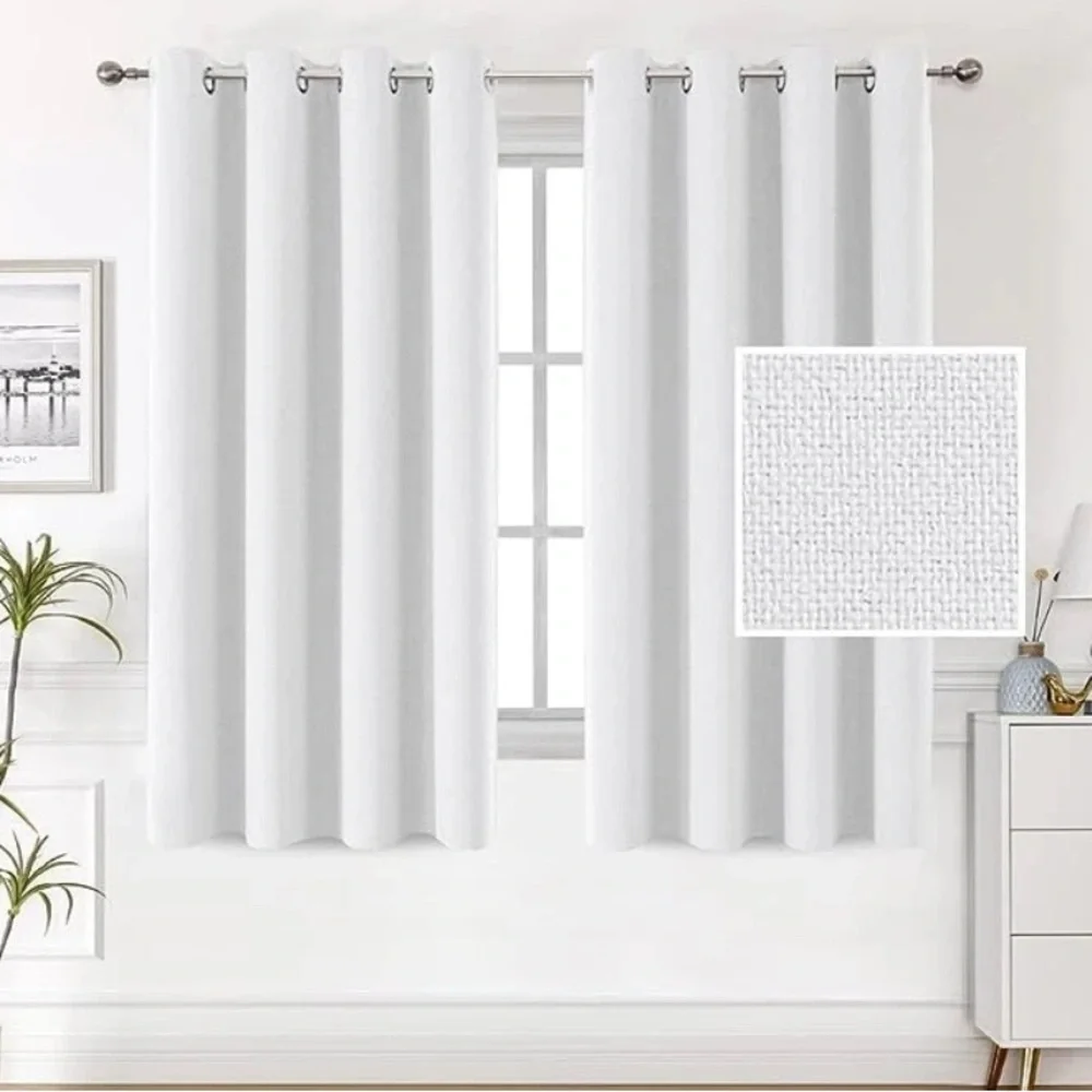 NEW- H.VERSAILTEX Linen Look 100% Blackout Curtains 52" W x 54" L - 2 Panels - Picture 1 of 5